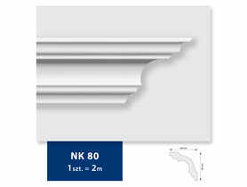 Listwa sufitowa z polistyrenu NK 80, 2 sztuki 200x8x8 cm biały DMS