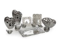 Zdjęcie: Wazon ceramiczny Porto 31x24x18 cm srebrny EUROFIRANY