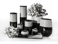 Zdjęcie: Wazon dekoracyjny Anel 18x9x25 cm czarno-srebrny EUROFIRANY