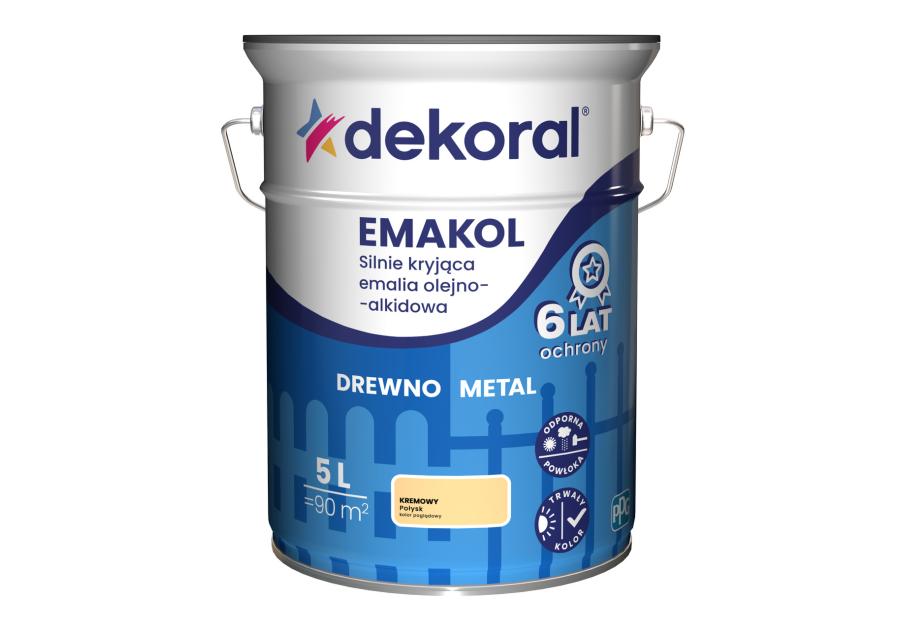 Zdjęcie: Emalia ftalowa Emakol Strong kremowy 5 L DEKORAL