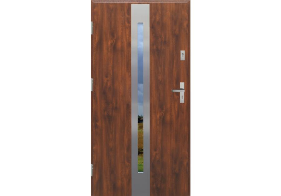 Zdjęcie: Drzwi zewnętrzne stalowo-drewniane Disting Otello 12 Dąb złoty 100 cm lewe KR CENTER