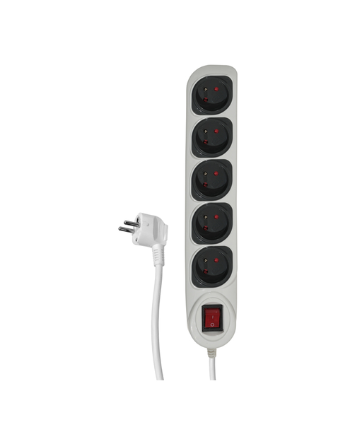 Zdjęcie: Listwa ochronna z wyłącznikiem, 5 gniazd, białoszara, 3 m FMP8130 DPM SOLID