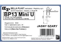 Zdjęcie: Listwa PVC BP13 Mini U L300 6/3 szary jasny, z siatką i z uszczelką BELLA PLAST