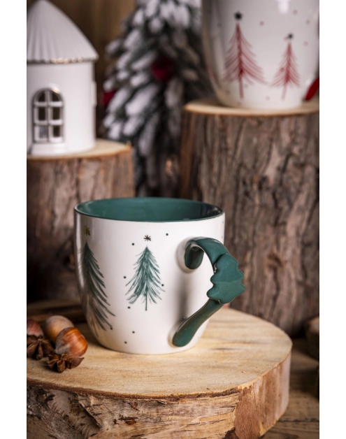 Zdjęcie: Kubek choinka zielona 460 ml z dekoracją na uchu ALTOM DESIGN