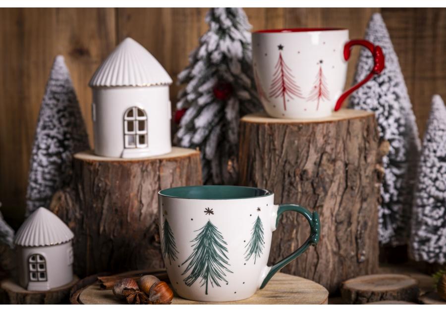 Zdjęcie: Kubek choinka zielona 460 ml z dekoracją na uchu ALTOM DESIGN