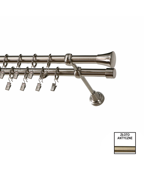 Zdjęcie: Karnisz podwójny Zeus fi 19 mm - 480 cm monaco zloto KARWEL