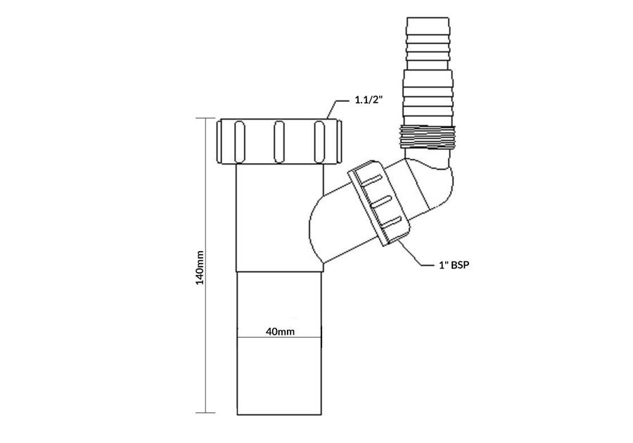 Zdjęcie: Przedłużka do syfonu zlewozmywakowego 1.1/2 x40 mm z podłączeniem do pralki lub zmywarki MCALPINE