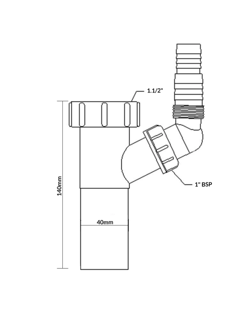 Zdjęcie: Przedłużka do syfonu zlewozmywakowego 1.1/2 x40 mm z podłączeniem do pralki lub zmywarki MCALPINE