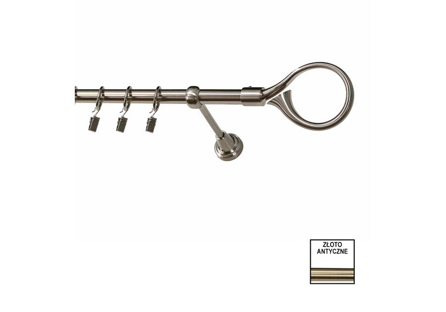 Zdjęcie: Karnisz pojedynczy Zeus fi 19 mm - 200 cm hak złoto KARWEL
