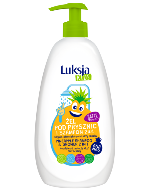 Zdjęcie: Żel pod prysznic i szampon dla dzieci 2w1 Kids happy moments 0,5 L LUKSJA