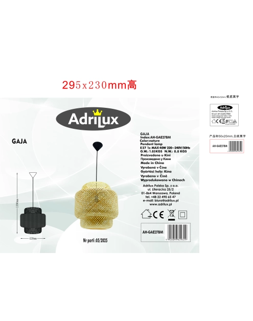 Zdjęcie: Lampa wisząca Gaja ADRILUX