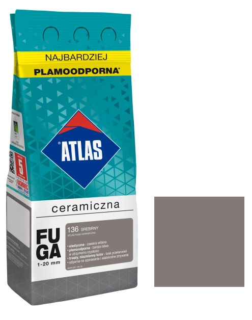 Zdjęcie: Fuga ceramiczna 136 srebrny, alubag, 2 kg ATLAS