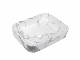 Umywalka nablatowa Florina Trend 51 cm, efekt marmuru, biały mat INVENA