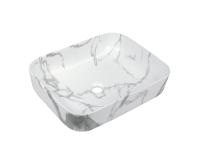 Zdjęcie: Umywalka nablatowa Florina Trend 51 cm, efekt marmuru, biały mat INVENA