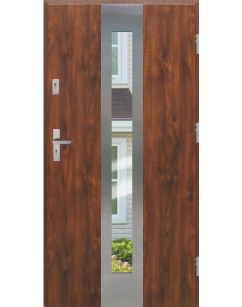 Zdjęcie: Drzwi zewnętrzne stalowo-drewniane Disting Otello 05 Dąb złoty 100 cm prawe KR CENTER