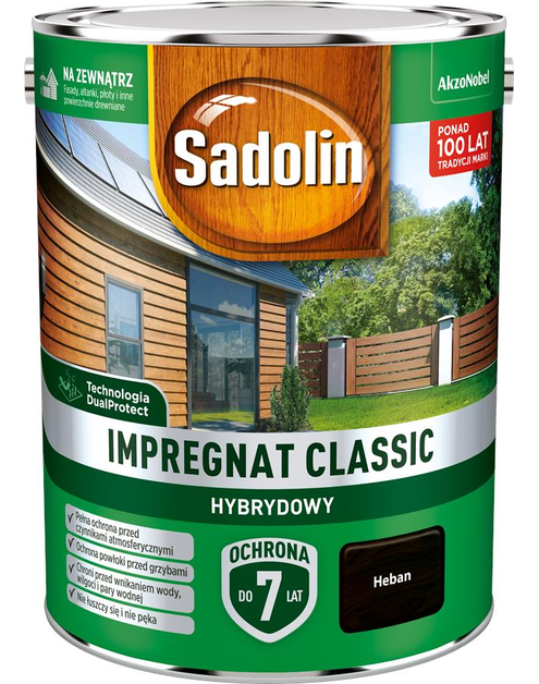 Zdjęcie: Impregnat Classic Hybrydowy heban 4,5 L SADOLIN