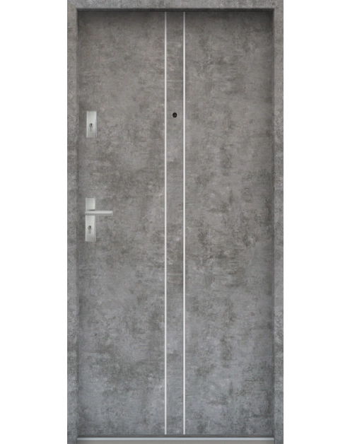 Zdjęcie: Drzwi wejściowe do mieszkań Bastion A-38 Beton srebrny 80 cm (NW) prawe ODO KR CENTER