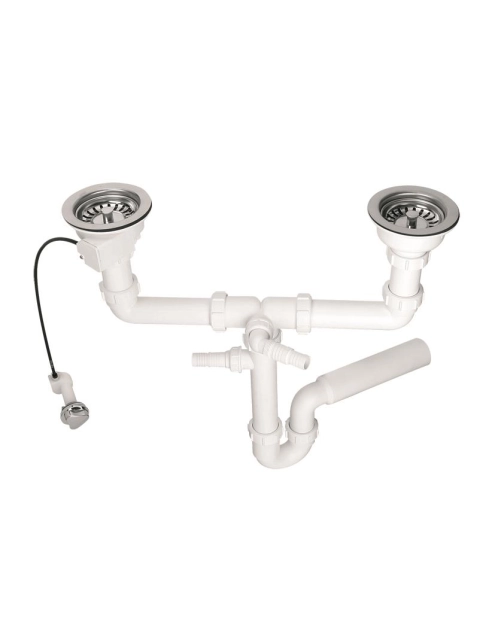 Zdjęcie: Syfon zlewozmywakowy rurowy podwójny 3 5 x50 mm spust z mechanizmem automatycznym MCALPINE
