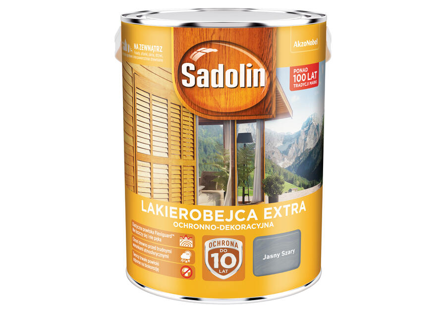 Zdjęcie: Lakierobejca Extra 5 L jasny szary SADOLIN