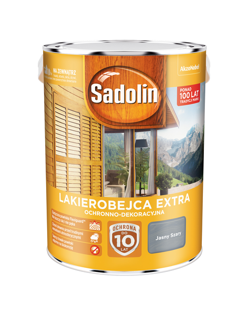 Zdjęcie: Lakierobejca Extra 5 L jasny szary SADOLIN