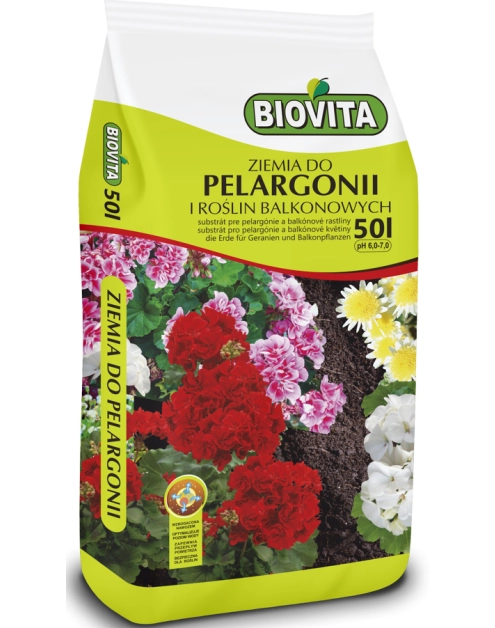 Zdjęcie: Ziemia do pelargonii i roślin balkonowych 50 L BIOVITA