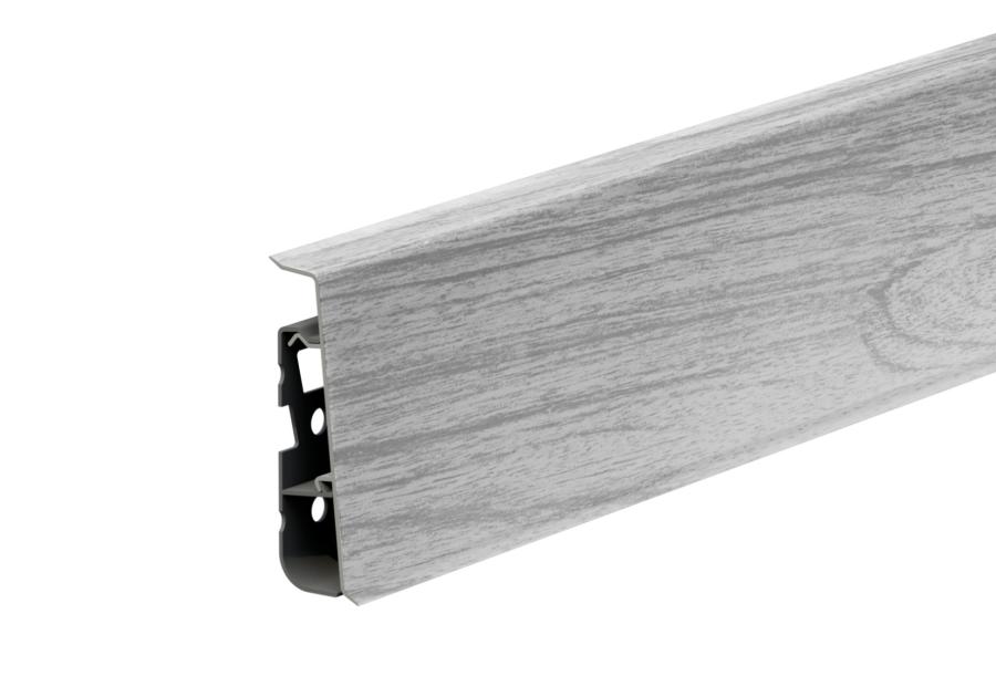 Zdjęcie: Listwa przypodłogowa PVC Hi Line Prestige 2,2x7,5 cm 2,50 m Dąb Szary Jasny Mat CEZAR
