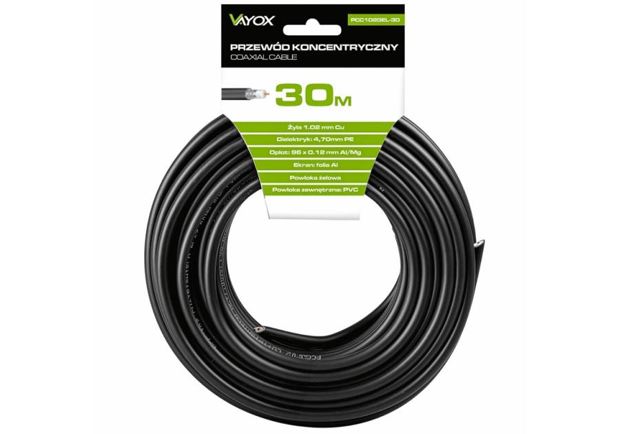 Zdjęcie: Kabel koncentryczny żelowany RG6U PCC102GEL-30 30 m VAYOX