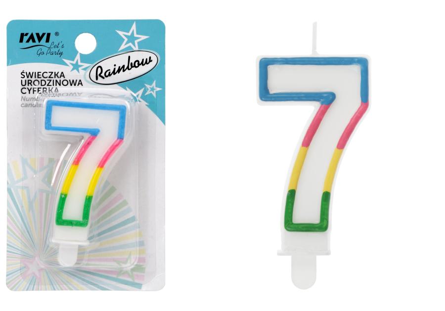 Zdjęcie: Świeczka urodzinowa Cyferka 7 Rainbow DECOR