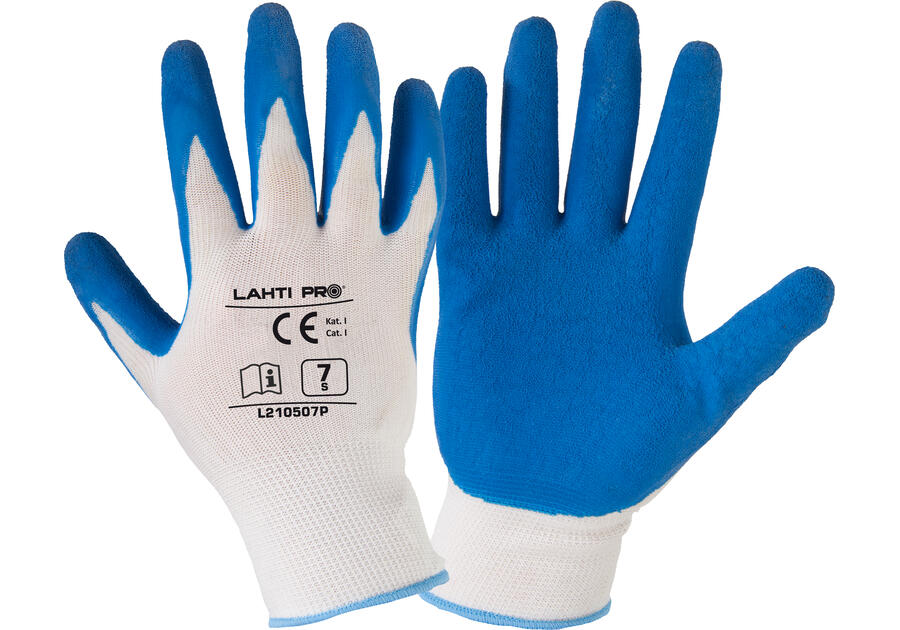 Zdjęcie: Rękawice lateks niebiesko-białe,  7, CE, LAHTI PRO