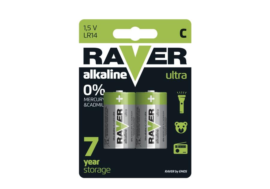 Zdjęcie: Bateria alkaliczna Raver Ultra Alkaline C (LR14) blister 2 EMOS