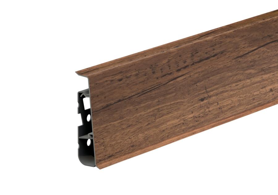 Zdjęcie: Listwa przypodłogowa PVC Hi Line Prestige 2,2x7,5 cm 2,50 m Orzech Blues Mat CEZAR