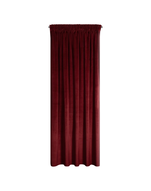 Zdjęcie: Zasłona z welwetu 135x250 cm na taśmie bordowa EUROFIRANY