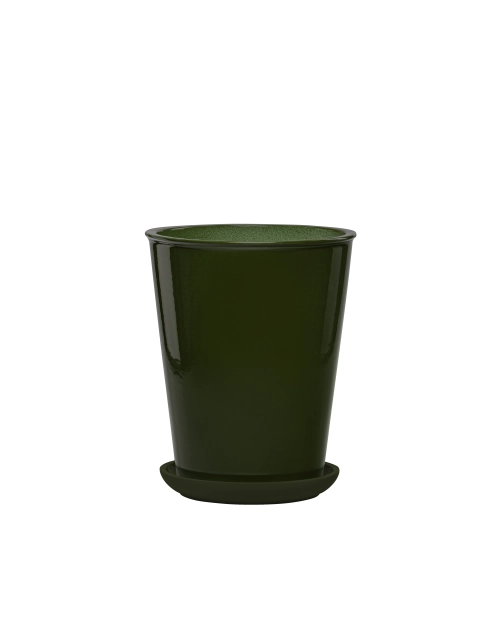 Zdjęcie: Donica szkliwiona mrozoodporna Palma 22x26 cm butelkowa zieleń FLOWERPOT