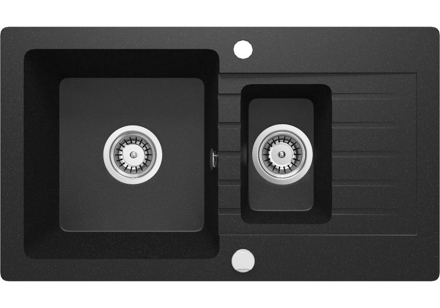 Zdjęcie: Zlewozmywak Zorba grafit metalik granit 1,5K Z/O 760x440x164,3,5", space saver DEANTE