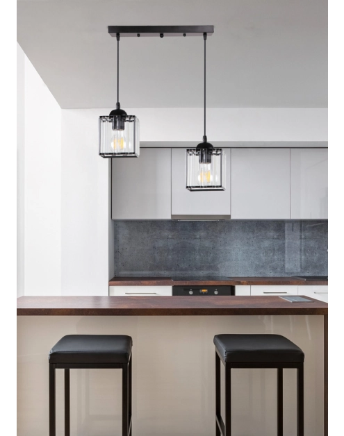Zdjęcie: Lampa wisząca Glassia 2X40 W E27 czarny CANDELLUX