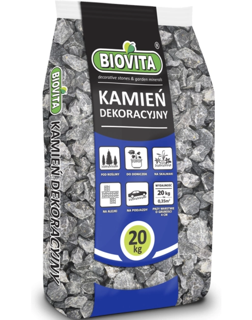 Zdjęcie: Grys Czarny Bazalt 15-22mm 20 Kg BIOVITA