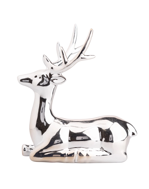 Zdjęcie: Figurka porcelanowa Renifer 15x9,5x19,5 cm srebrna ALTOMDESIGN