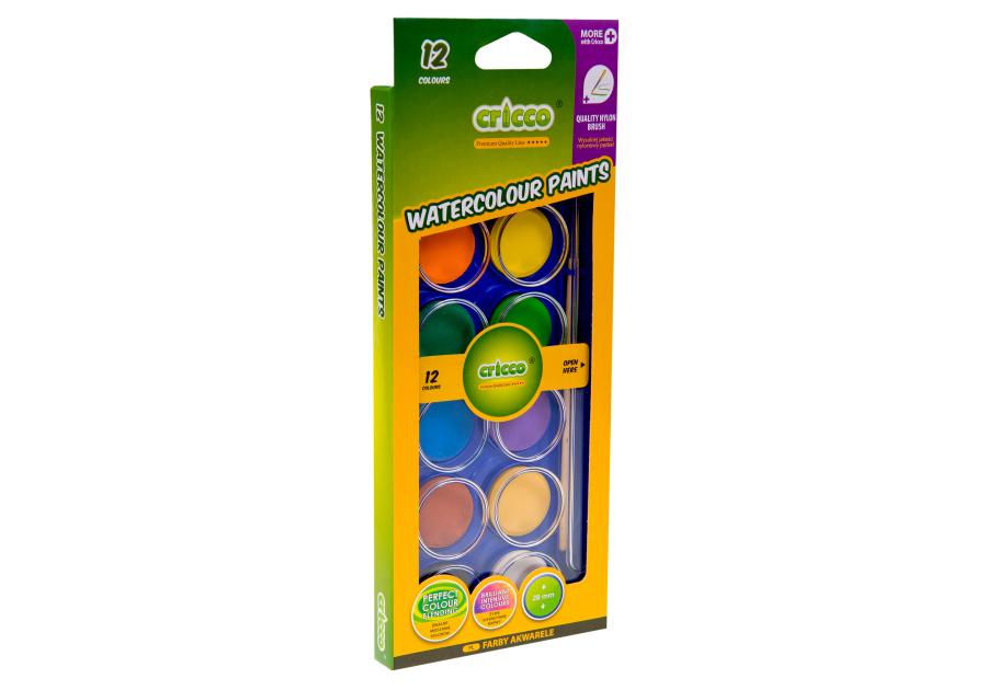 Zdjęcie: Farby wodne Cricco 12 kolorów DMS