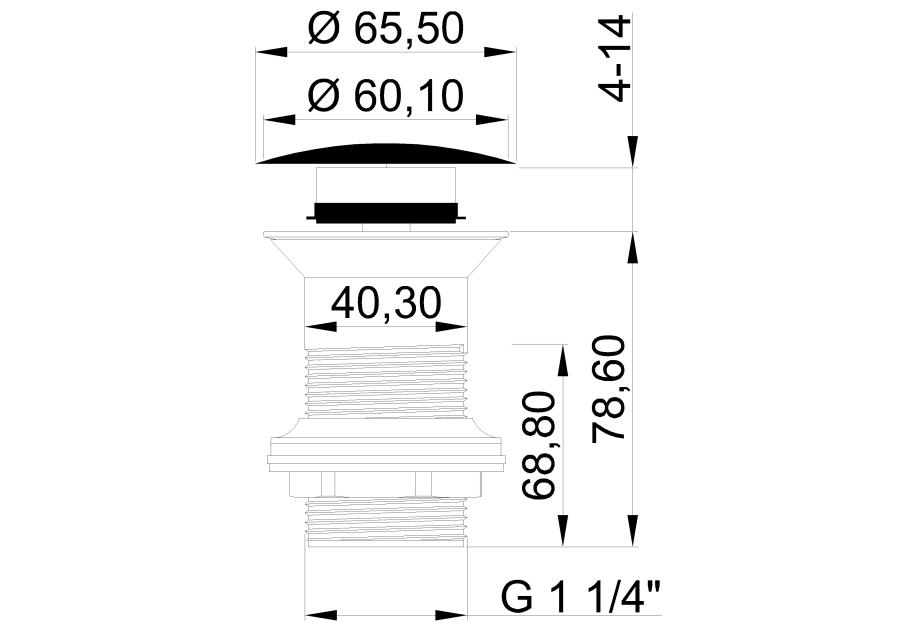 Zdjęcie: Korek click-clack, ceramiczny, bez przelewu, duży grzybek czarny półmat INVENA