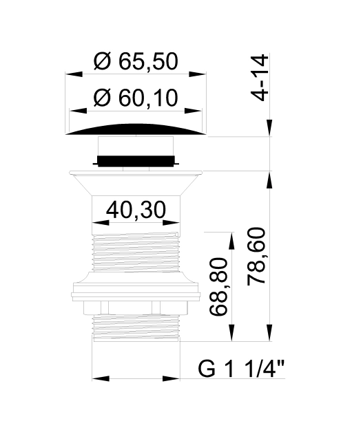 Zdjęcie: Korek click-clack, ceramiczny, bez przelewu, duży grzybek czarny półmat INVENA