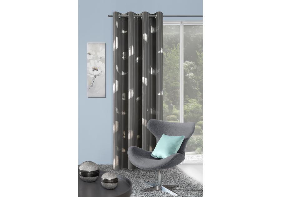 Zdjęcie: Zasłona Tessa 2, 140x250 cm granatowo-srebrna na przelotkach EUROFIRANY