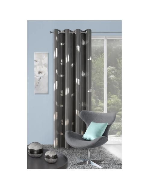 Zdjęcie: Zasłona Tessa 2, 140x250 cm granatowo-srebrna na przelotkach EUROFIRANY