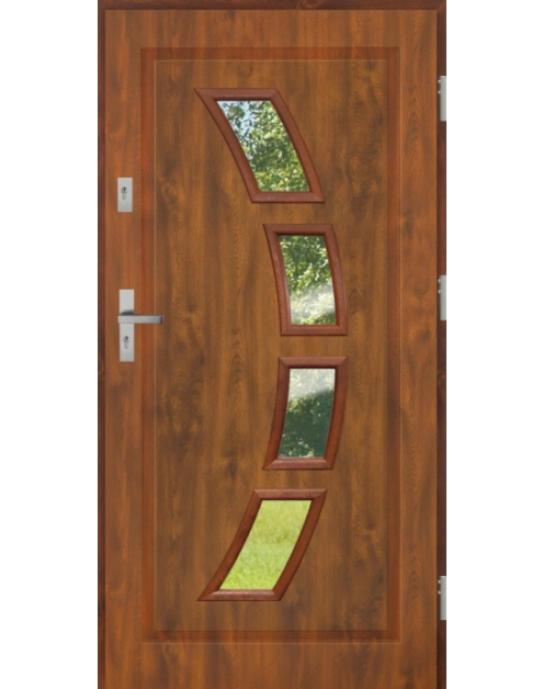 Zdjęcie: Drzwi zewnętrzne stalowo-drewniane Disting Mario 03 Dąb złoty 100 cm prawe KR CENTER