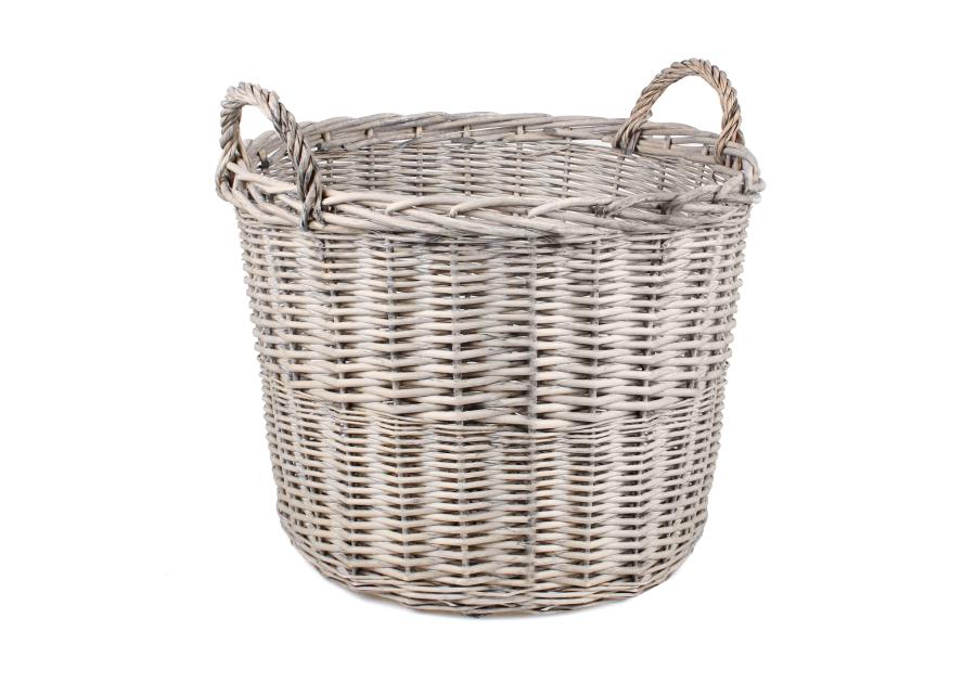 Zdjęcie: Kosz wiklinowy z uchwytami 55x55x40/49 cm szary TIN TOURS