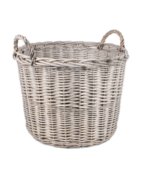 Zdjęcie: Kosz wiklinowy z uchwytami 55x55x40/49 cm szary TIN TOURS