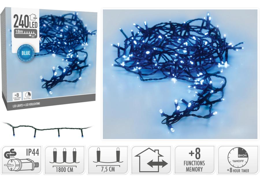 Zdjęcie: Łańcuch świetlny 18 m 240 led niebieski KOOPMAN