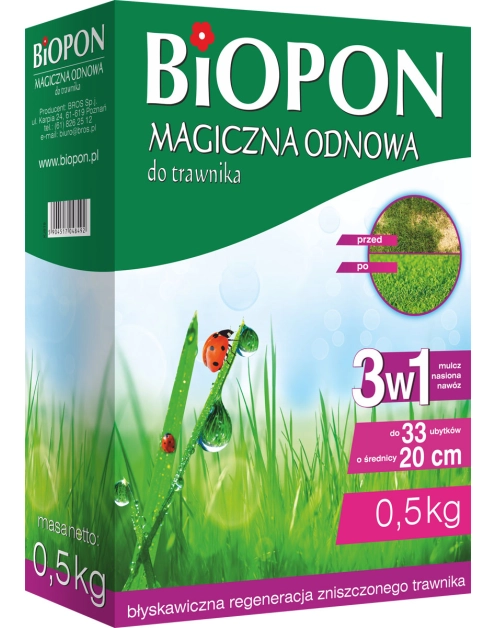 Zdjęcie: Preparat magiczna odnowa do trawnika 0,5 kg BIOPON