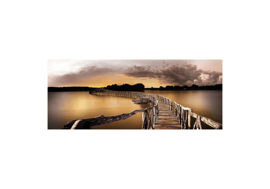 Zdjęcie: Obraz Canvas silver 60x150 cm gold jetty STYLER