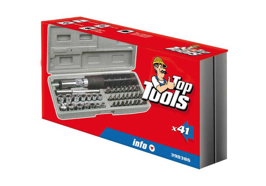 Zdjęcie: Końcówki wkrętakowe i nasadki z uchwytem, zestaw 40 sztuk TOP TOOLS