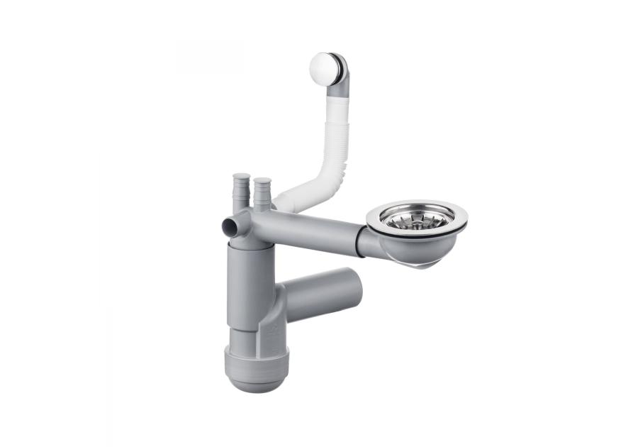 Zdjęcie: Syfon do zlewozmywaka granitowego 1-komorowego - Space-Saver Space-Saver Lux stal DEANTE